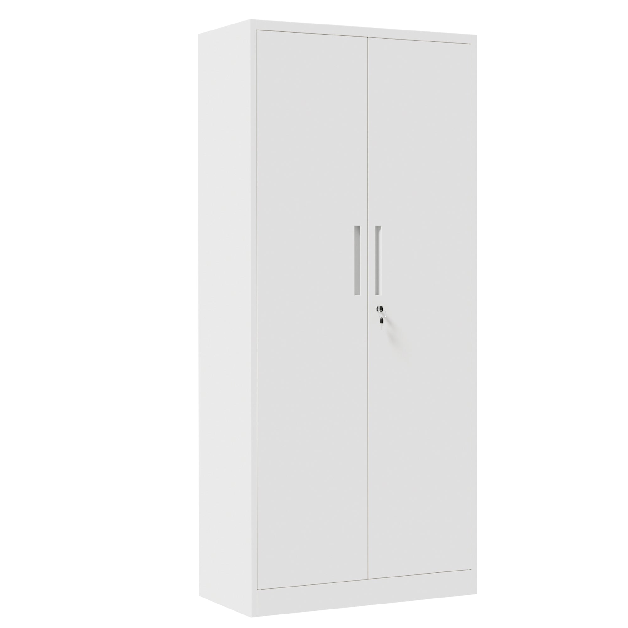 71'H Metal Garage Storage Cabinet, White Tool Steel Locking Cabinet with Doors and 4 Adjustable Shelves, Tall Cabinets for Ga