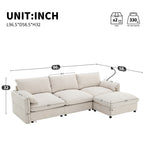 [VIDEO]96.5'' L-Shaped Sectional Sofa with Storage Ottoman and Pockets, Adjustable Phone Holder, USB Charger, Elephant Ear-Shaped Armrests, Comfy Seat for Living Room&Apartment, Chenille, 3 Colors - Grand Goldman Shop