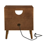 Mid Century Modern Fluted Nightstand with Charging Station USB Ports & Outlet Hole & 4 Solid Wood Legs, Farmhouse End Table with Open Space and Drawer Dresser, Walnut - Grand Goldman Shop