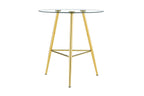36 Inch Height Bar Table, 34 Inch Round Tempered Glass Top Pub Table with Chrome-Plated Golden Metal Legs, Modern Bistro Table for Kitchen Island/Bar/Cafe - Grand Goldman Shop