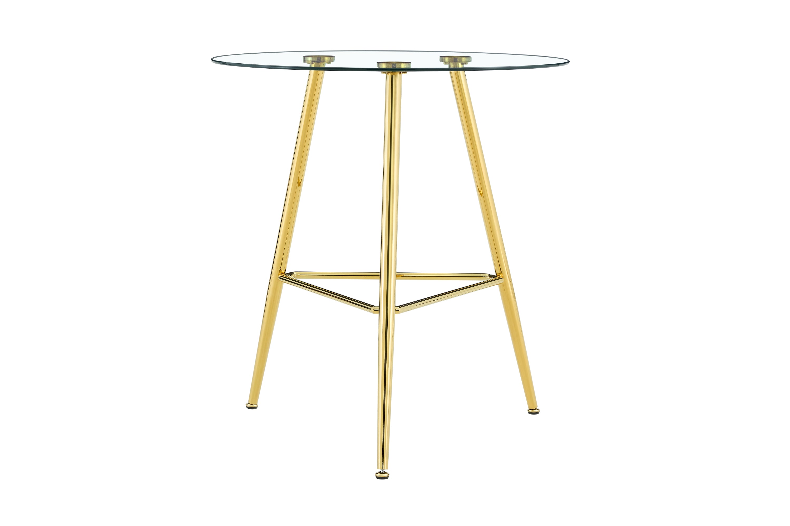 36 Inch Height Bar Table, 34 Inch Round Tempered Glass Top Pub Table with Chrome-Plated Golden Metal Legs, Modern Bistro Table for Kitchen Island/Bar/Cafe - Grand Goldman Shop