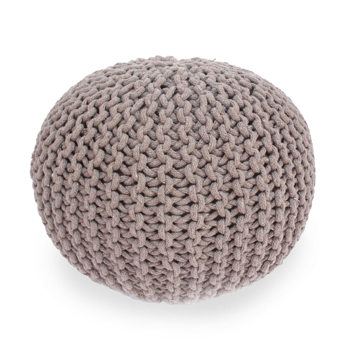 Moro Knitted Cotton Round Pouf with Pumpkin Shape in Brown, 20 x 20 inches - Grand Goldman Shop