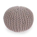 Moro Knitted Cotton Round Pouf with Pumpkin Shape in Brown, 20 x 20 inches - Grand Goldman Shop