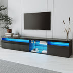 Unique Design TV Stand with 2 Glass Shelves, Ample Storage Space Media Console for TVs Up to 105', Versatile TV Cabinet with LED Color Changing Lights for Living Room, Black (OLD SKU: WF314584AAB) - Grand Goldman Shop