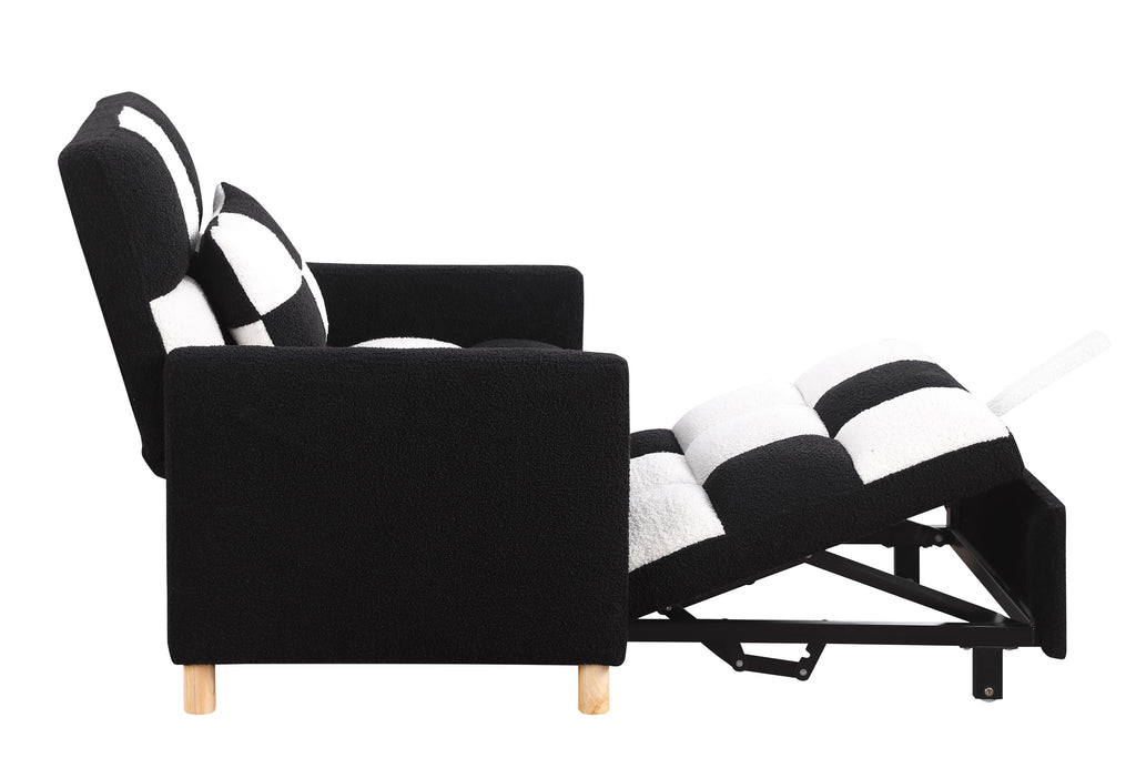 Convertible Sleeper Sofa Chair Bed, Adjustable Chair with Pillow, Multi-Functional Sleeper Chair with Soft Teddy Fabric for Living Room, Dorm, Apartment, Bedroom or Office - Grand Goldman Shop