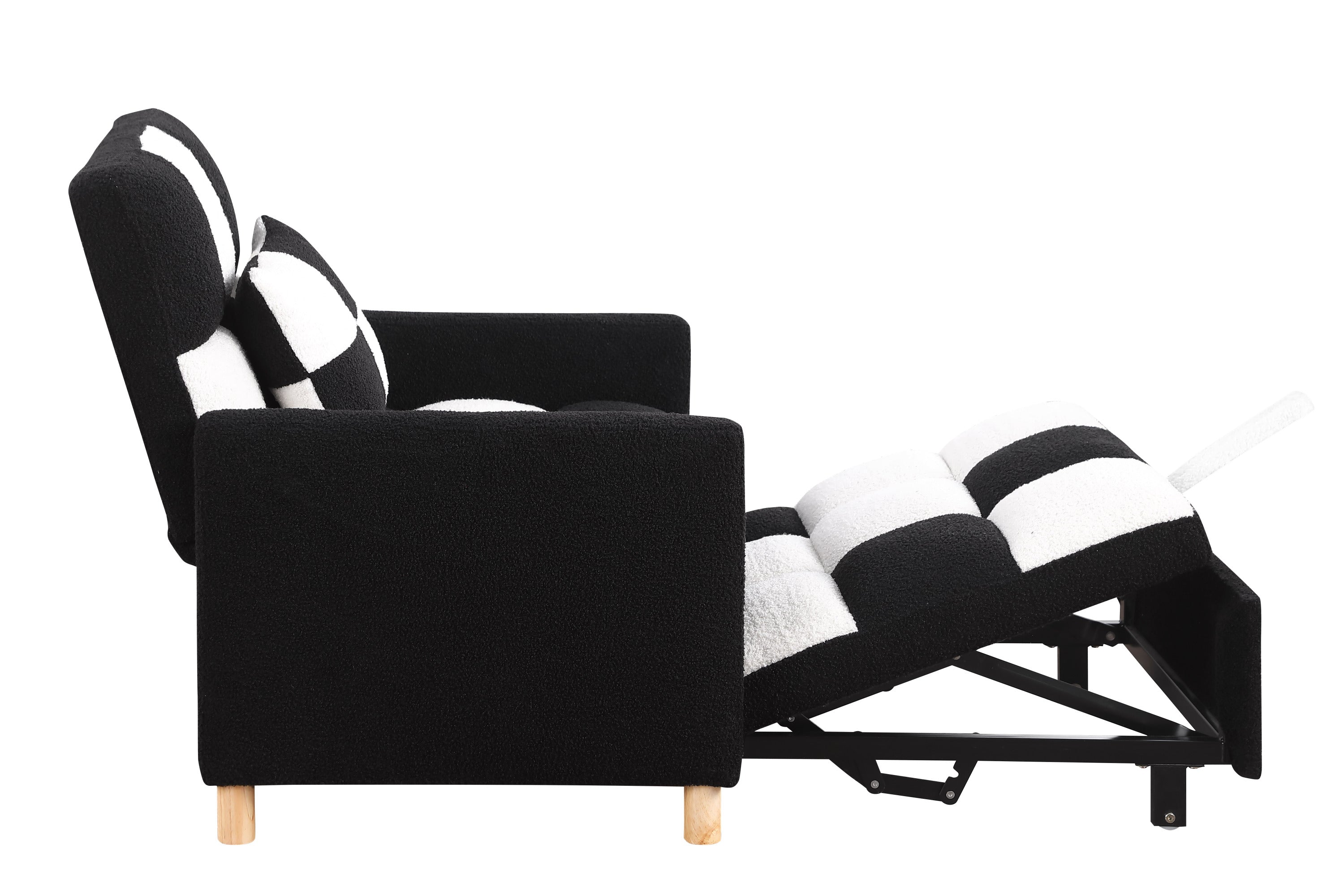 Convertible Sleeper Sofa Chair Bed, Adjustable Chair with Pillow, Multi-Functional Sleeper Chair with Soft Teddy Fabric for Living Room, Dorm, Apartment, Bedroom or Office - Grand Goldman Shop
