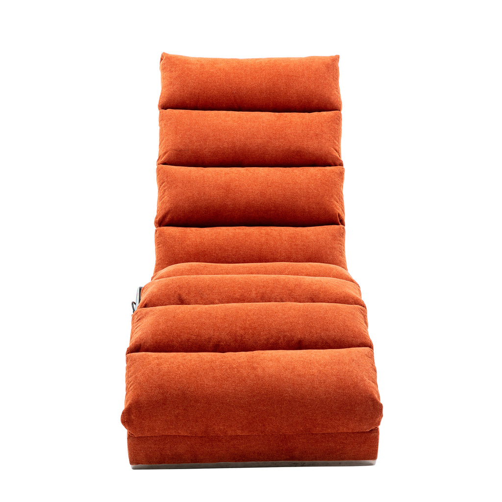 Ergonomic Linen Massage Chaise Lounge with Remote Control, Orange, 5 Modes - Grand Goldman Shop