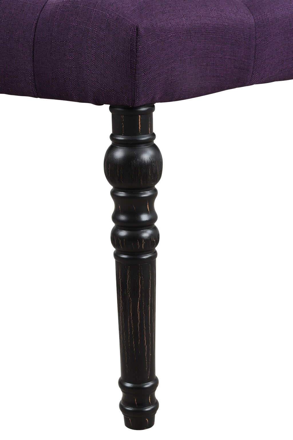 Leviton Fabric Tufted Turned Leg  Dining Bench, Purple - Grand Goldman Shop