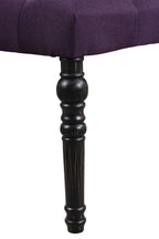 Leviton Fabric Tufted Turned Leg  Dining Bench, Purple - Grand Goldman Shop