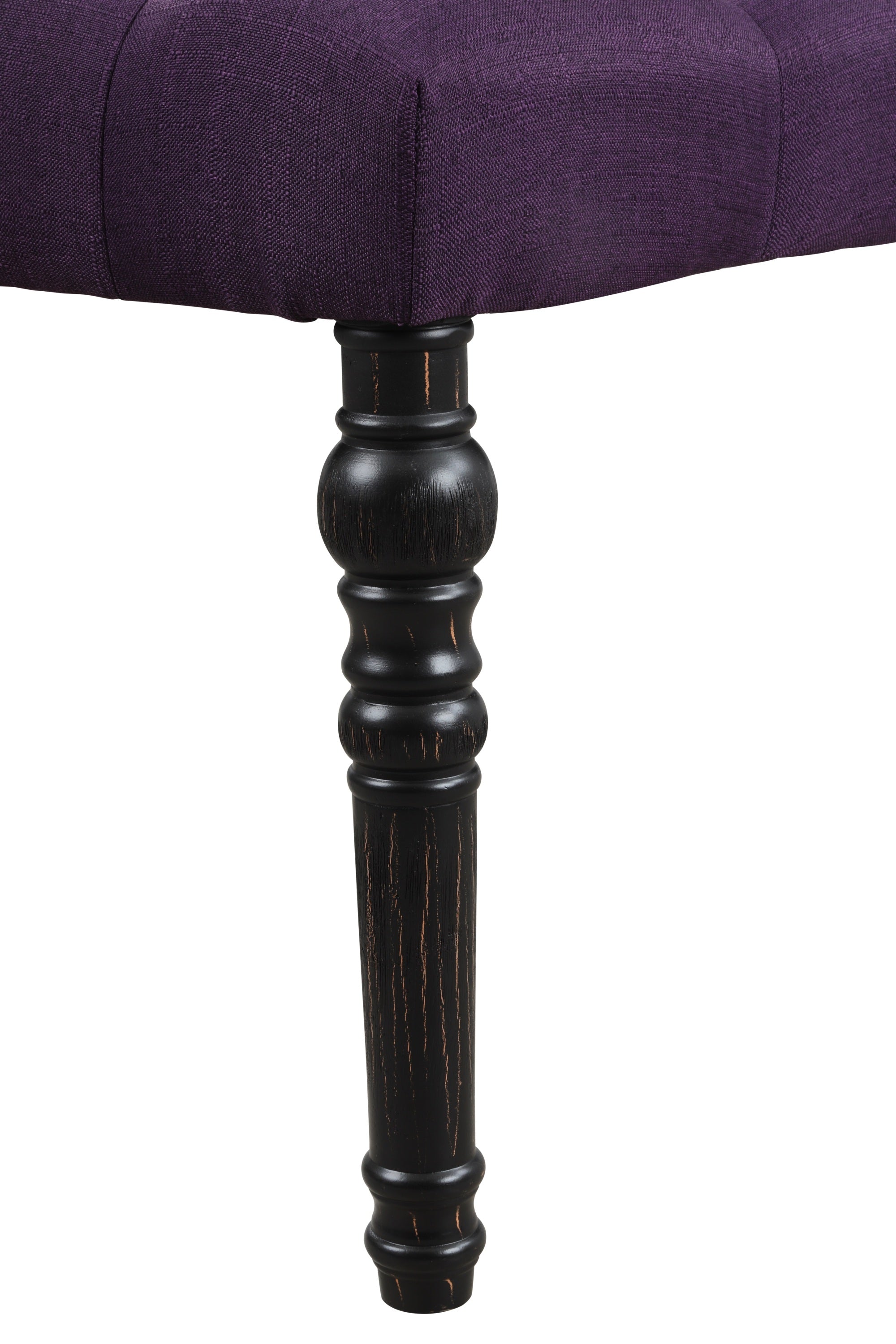Leviton Fabric Tufted Turned Leg  Dining Bench, Purple - Grand Goldman Shop