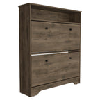 Calgary Shoe Rack, Superior Top, One Open Shelf, Two Extendable Shelves -Dark Brown - Grand Goldman Shop