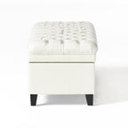 Juliana Storage Ottoman with Hidden Compartment in Ivory PU Leather, 50 x 20.5 Inches - Grand Goldman Shop