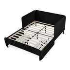 Black Velvet Upholstered Platform Bed Frame with 2 Storage Drawers and Adjustable Sofa Bed, Full Size - Grand Goldman Shop