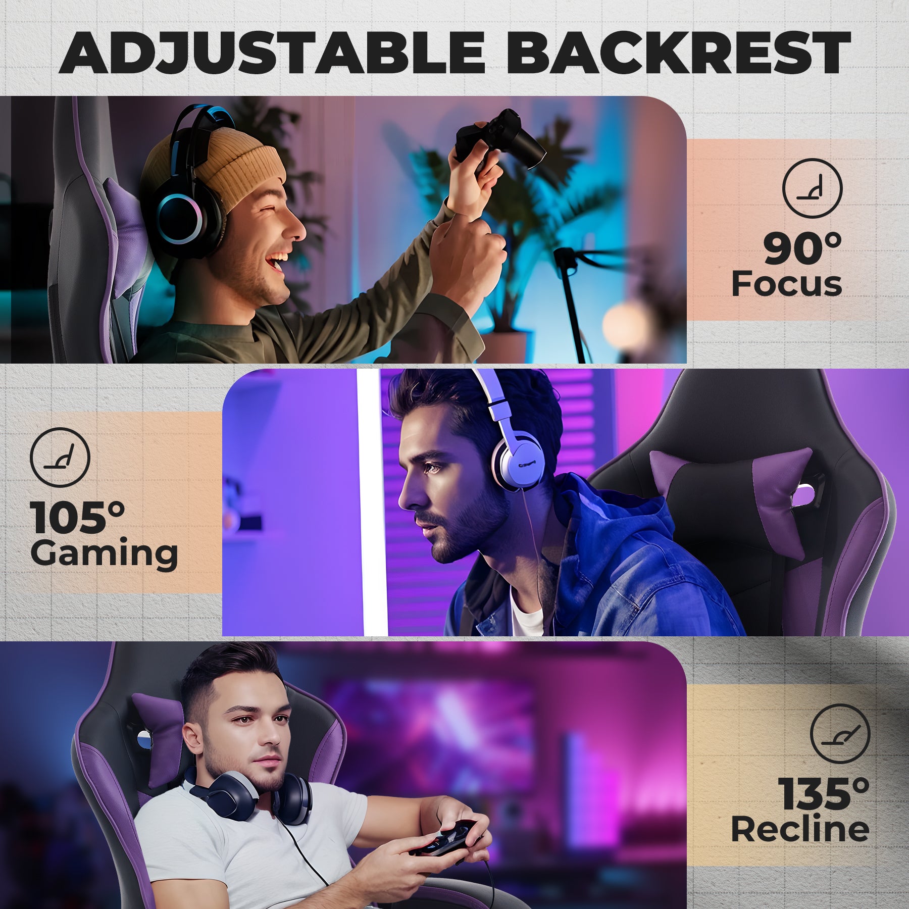 Gaming Chair, Ergonomic Computer Chair with Footrest and Massage Lumbar Support, Height Adjustable Swivel Video Game Chair fo