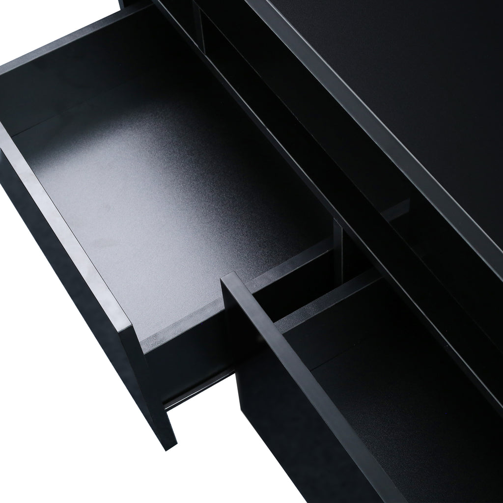 Modern Black TV Stand, 20 Colors LED TV Stand w/Remote Control Lights - Grand Goldman Shop