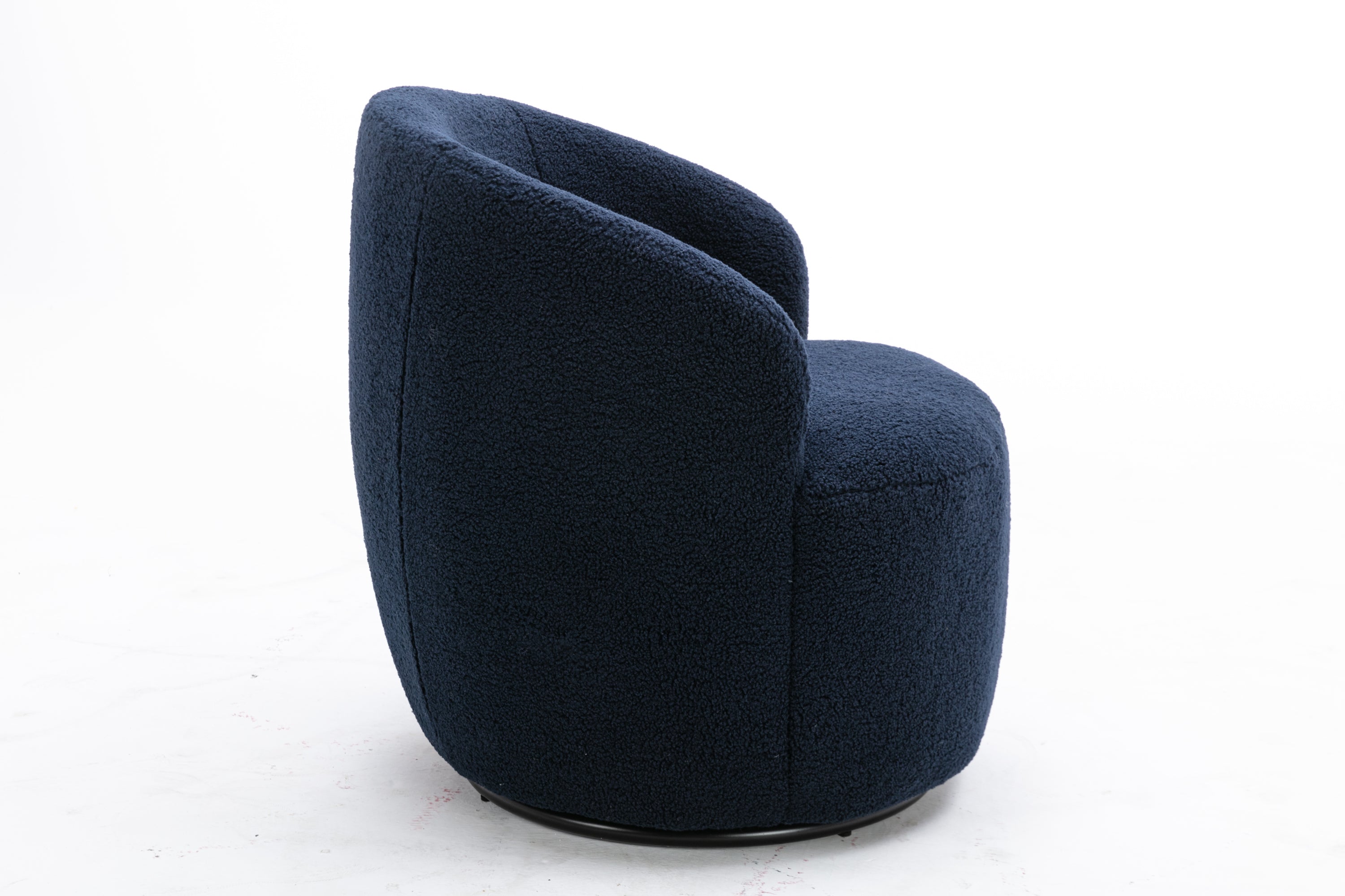 Teddy Fabric Swivel Accent Armchair Barrel Chair With Black Powder Coating Metal Ring,Dark Blue - Grand Goldman Shop