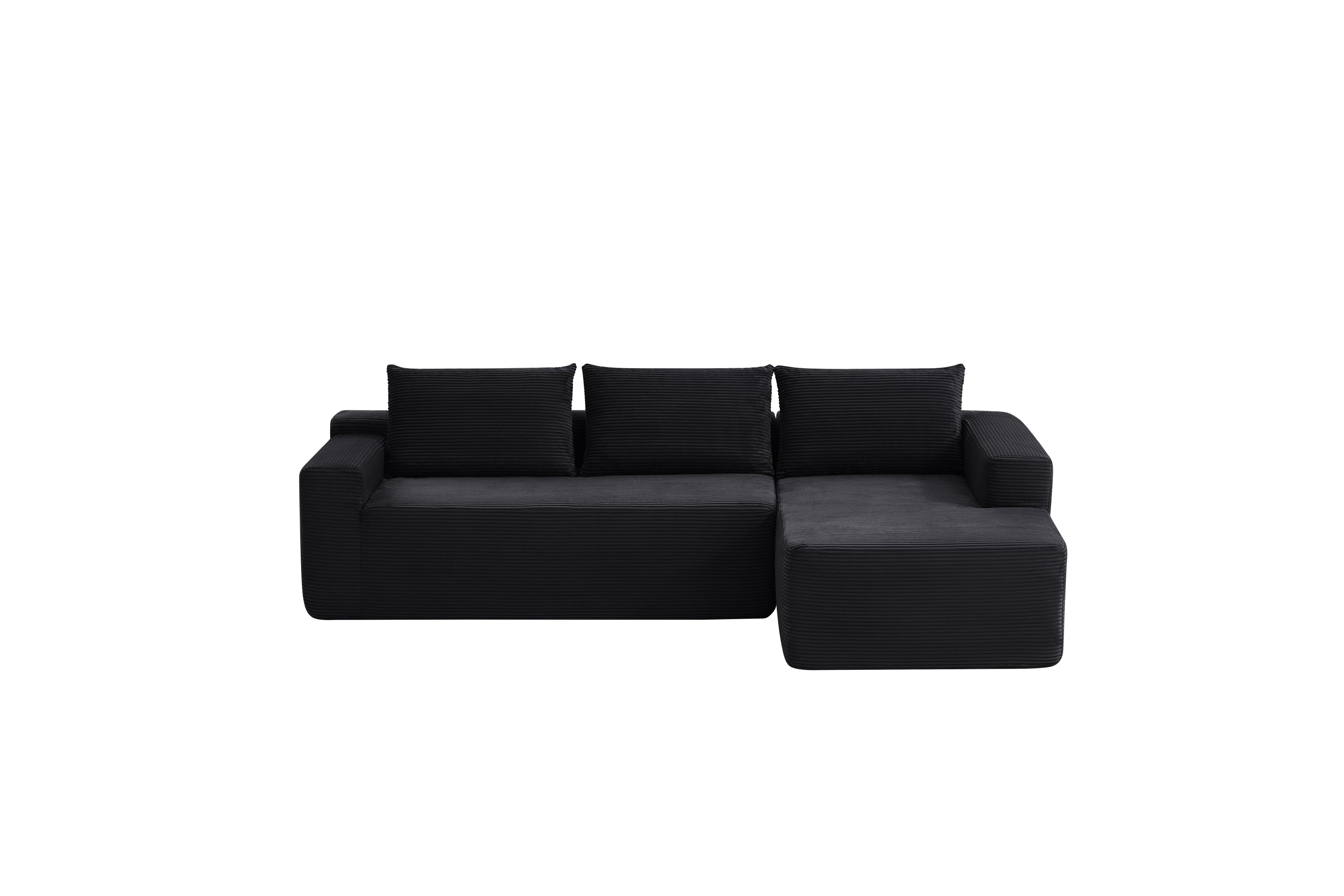 96.9' Cloud Sectional Couch with L-Shape Chaise,Modern Modular Sofa with Deep Seat, Upholstered Couches for Living Room Bedroom,No Assembly Required, (Corduroy Fabric),Black - Grand Goldman Shop