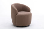 Teddy Fabric Swivel Accent Armchair Barrel Chair With Black Powder Coating Metal Ring,Coffee Brown - Grand Goldman Shop