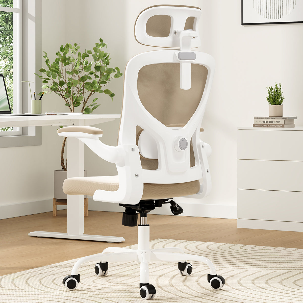Ergonomic Office Chair, Home Office Desk Chair with Headrest, High Back Computer Chair with Armrests and Adjustable Lumbar Su