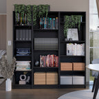 Dupree 3 Piece Home Bookcase set, 67' Wide with 14 Shelves ,  Living Room Set Set  Black - Grand Goldman