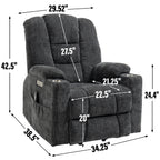 EMON'S Large Power Lift Recliner Chair with Massage and Heat for Elderly, Overstuffed Wide Recliners, Heavy Duty Motion Mechanism with USB and Type C Ports, 2 Steel Cup Holders, Gray - Grand Goldman Shop