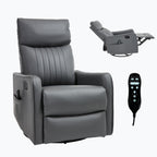 Grey Faux Leather Heat Massage Manual Recliner Chair with Rocker and Swivel for Living Room - Grand Goldman Shop
