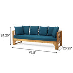 Outdoor Daybed with X-Shaped Panel Backrest and Armrests, Teak - Grand Goldman Shop