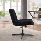 Blynn Adjustable Swivel Criss Cross Chair, Wide Seat Office Chair Vanity Chair, Black | Premium Home Decor - Grand Goldman
