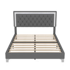 3-Pieces Bedroom Sets,Queen Size Upholstered Platform Bed with LED Lights and Two Nightstands-Gray - Grand Goldman Shop