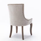 A&A Furniture Ultra Side Dining Chair with Thickened Fabric and Bronze Nail Head, Beige, Set of 2 - Grand Goldman Shop