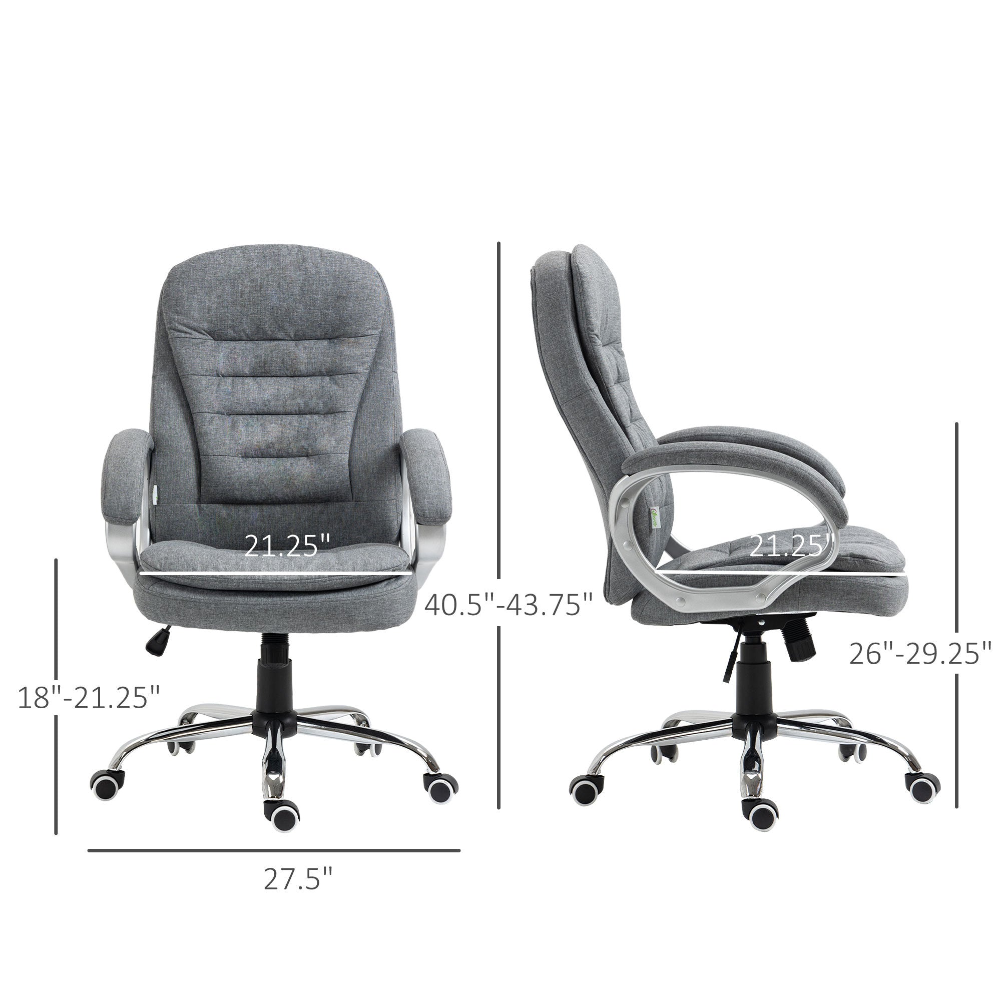 High Back Home Office Chair Executive Computer Chair with Adjustable Height, Upholstered Thick Padding Headrest and Armrest -