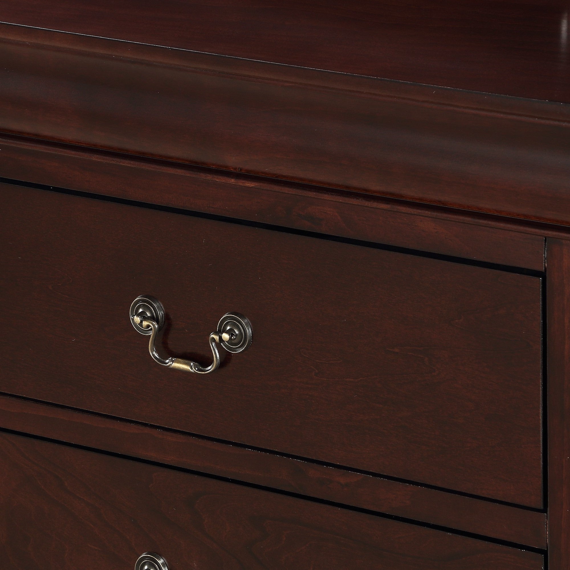 Contemporary Louis Philip Cherry Finish Chest with Five Drawers Solid Wood Ample Storage - Grand Goldman Shop