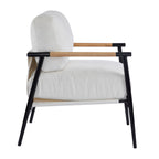 Modern Accent Chair with Plush Cushions, Metal Frame, Wooden Armrest - Cozy Seating for Living Room, Bedroom, Office - Grand Goldman Shop