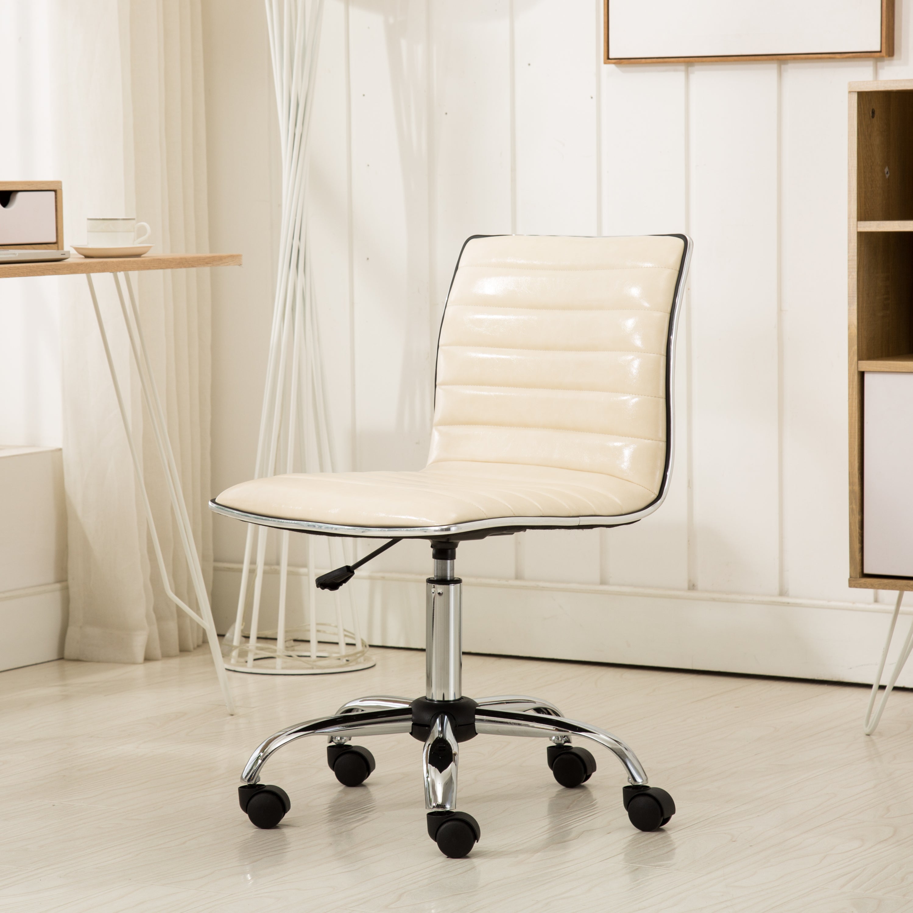 Fremo Chromel Adjustable Air Lift Office Chair, Beige - Grand Goldman