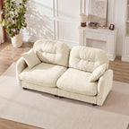 Loveseat Cloud Sectional Couches  Chenille Fabric, Quilted Pleated Design, Ergonomic Design, High-Density Foam Easy Install Elegant Armrests High Quality Wooden Base,Fits Living Rooms,Beige - Grand Goldman Shop