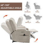 Power Lift Recliner Chair with Massage and Heat for Elderly, Overstuffed Wide Recliners, Heavy Duty Motion Mechanism with USB and Type C Ports, 2 Steel Cup Holders, Beige - Grand Goldman Shop