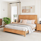 3-Piece Bedroom set with a King Size Bed and 2 Nightstands, Natural - Grand Goldman Shop