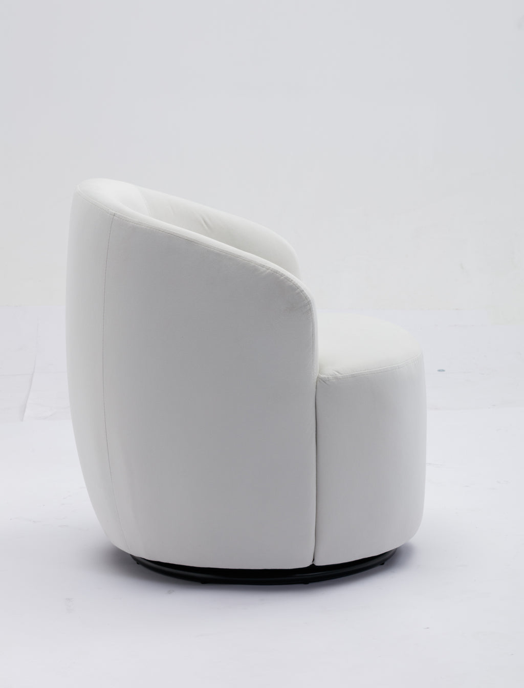 Velvet Fabric Swivel Accent Armchair Barrel Chair With Black Powder Coating Metal Ring,White - Grand Goldman Shop
