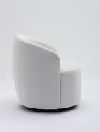 Velvet Fabric Swivel Accent Armchair Barrel Chair With Black Powder Coating Metal Ring,White - Grand Goldman Shop