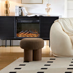 W8017-1 Mushroom Stool with Brown Lamb Wool Seat and Walnut Veneer Barrel PVC Pipe - Grand Goldman Shop