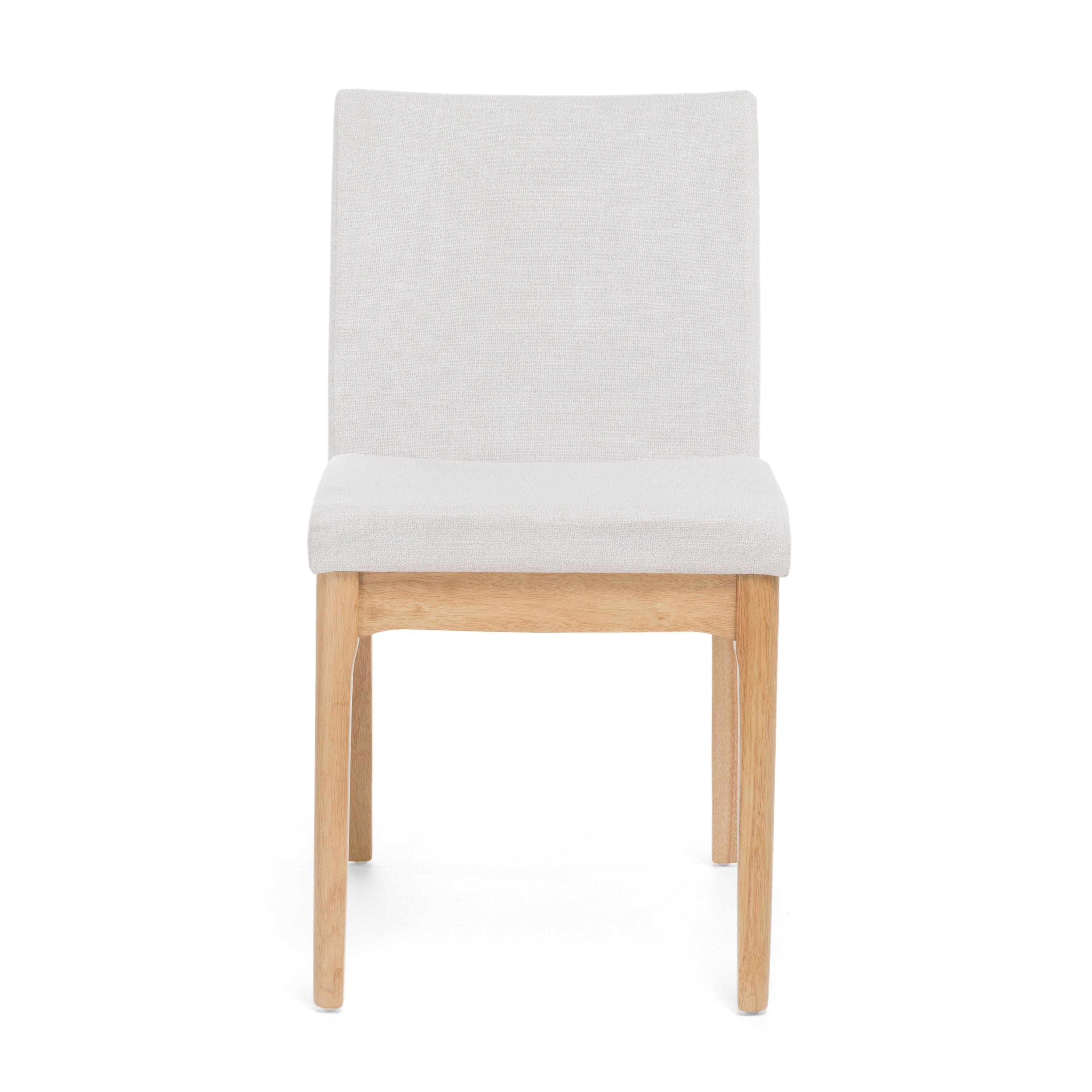 Contemporary Dining Chair Set of 2 with Upholstered Fabric and Rubberwood Legs in Light Beige - Grand Goldman Shop