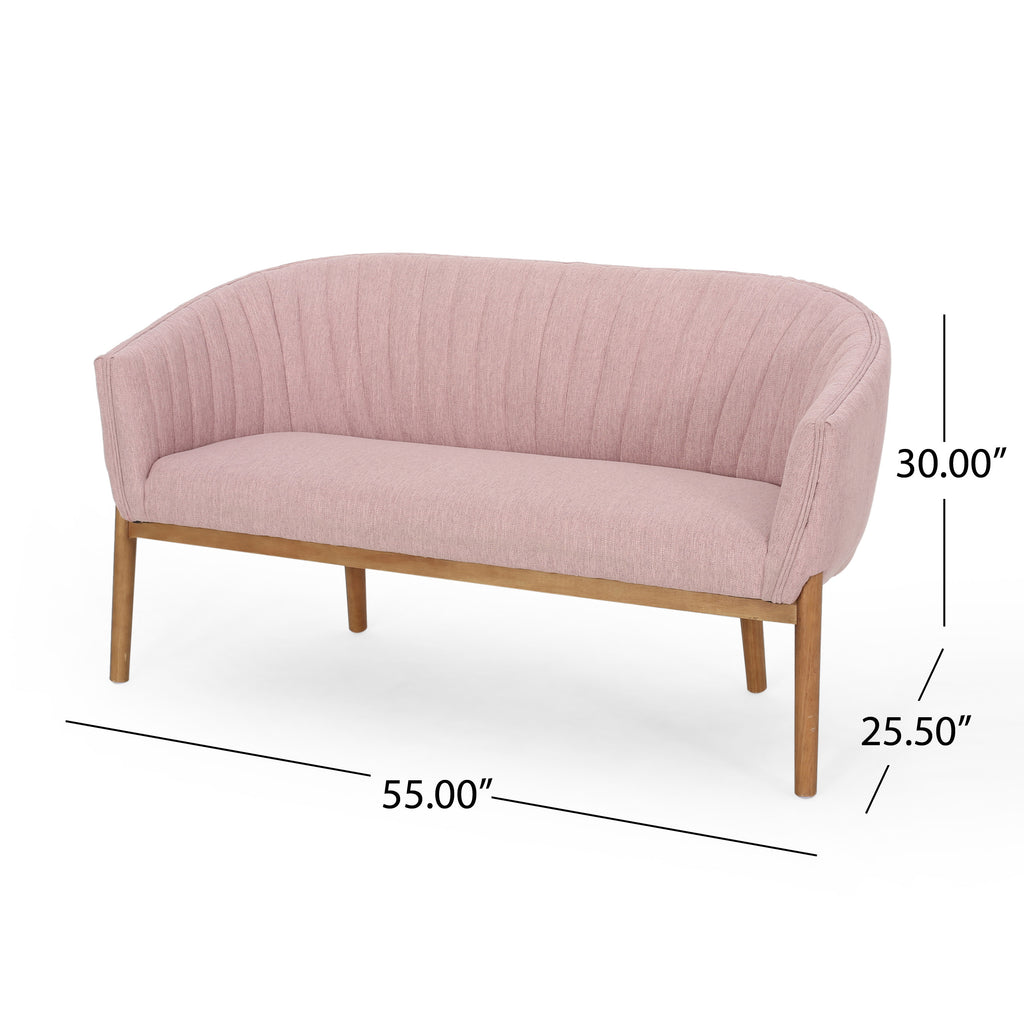 Mid Century Modern Loveseat with Channel Stitched Backrest - Grand Goldman Shop