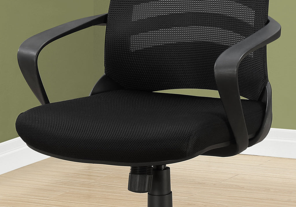 Office Chair, Adjustable Height, Swivel, Ergonomic, Armrests, Computer Desk, Work, Black Mesh, Black Metal, Contemporary, Mod