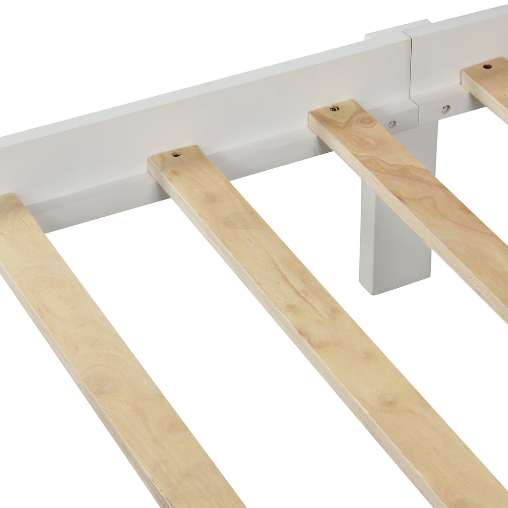 White Pine Wood Platform Bed with Paneled Headboard and Footboard, Full Size - Grand Goldman Shop