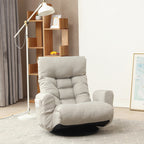 Modern Gray with Metal Frame Swivel Game Lounge Chair with Adjustable Headrest and Waist Support – 360-Degree Rotatable Leisure Chair for Living Room - Grand Goldman Shop