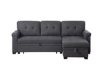 Lucca 84' Dark Gray Linen Reversible Sleeper Sectional Sofa with Storage Chaise - Grand Goldman Shop