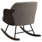 Valera Taupe Boucle Upholstered Mid Back Rocking Chair with Walnut-Finished Bentwood Frame and Metal Legs - Grand Goldman Shop