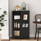 Modern MDF Painted Cabinet with Glass Doors and Drawer, Black, Bedroom or Living Room Storage - Grand Goldman Shop