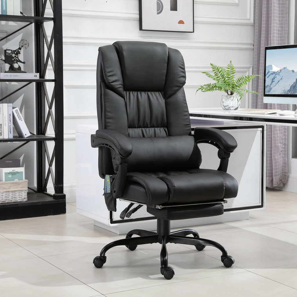 Vinsetto High Back Massage Office Chair with 6 Vibration Points, PU Leather Reclining Computer Chair, Ergonomic Office Chair 