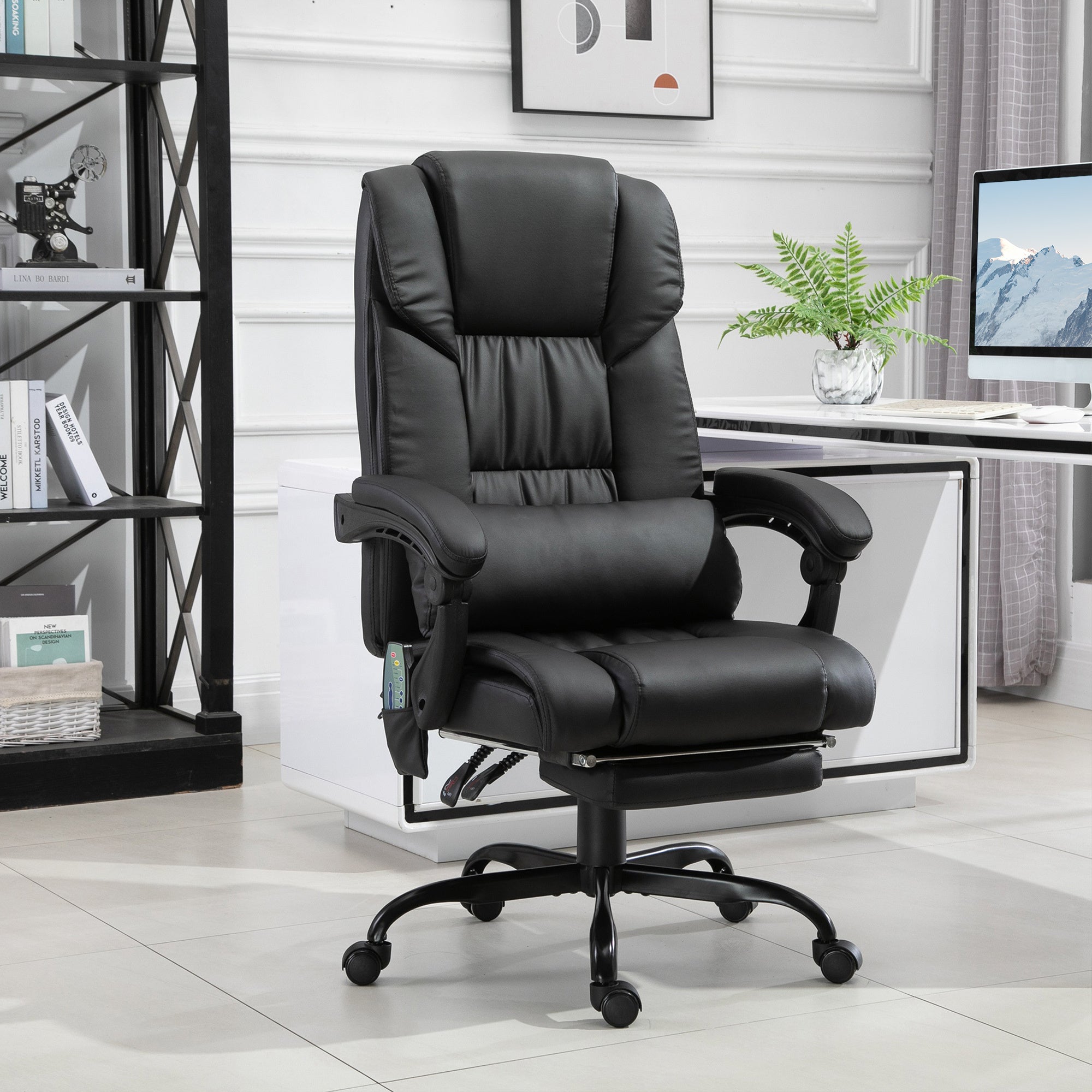 Vinsetto High Back Massage Office Chair with 6 Vibration Points, PU Leather Reclining Computer Chair, Ergonomic Office Chair 